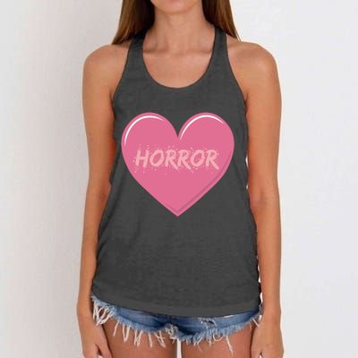 Horror Creepy Yami Kawaii Pastel Grunge Valentines Heart Women's Knotted Racerback Tank