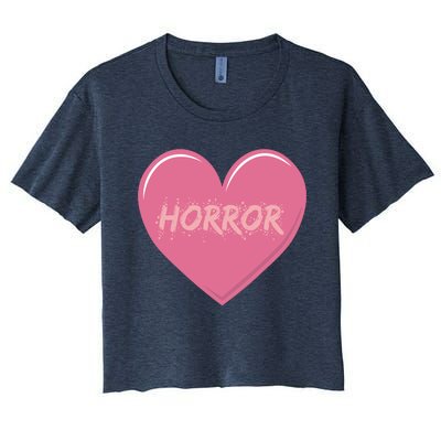 Horror Creepy Yami Kawaii Pastel Grunge Valentines Heart Women's Crop Top Tee