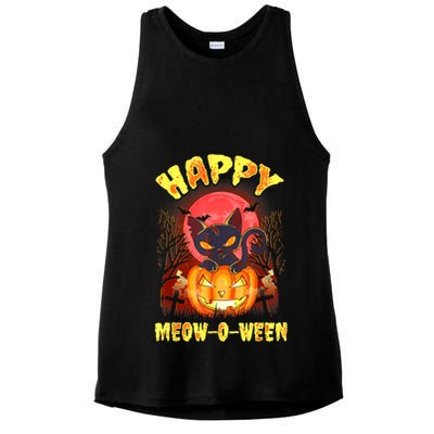 Halloween Cat Zombie Jack O Lantern Happy MeowOWeen Kitten Ladies PosiCharge Tri-Blend Wicking Tank