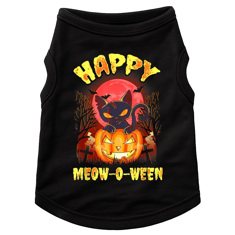 Halloween Cat Zombie Jack O Lantern Happy MeowOWeen Kitten Doggie Tank
