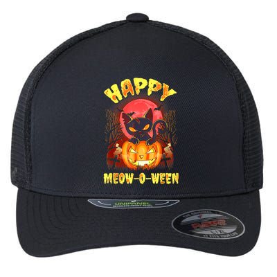 Halloween Cat Zombie Jack O Lantern Happy MeowOWeen Kitten Flexfit Unipanel Trucker Cap