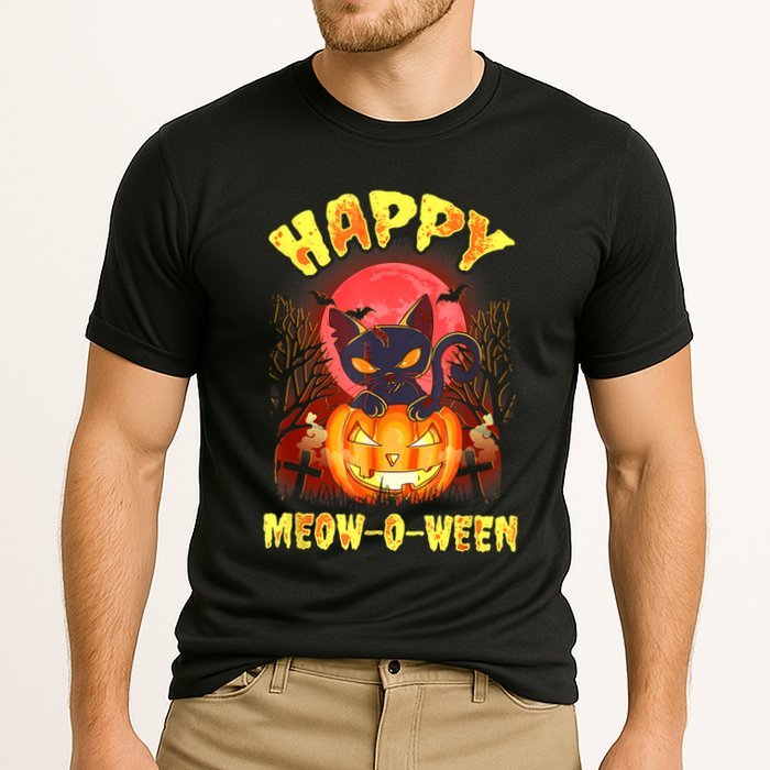 Halloween Cat Zombie Jack O Lantern Happy MeowOWeen Kitten Performance Shirt