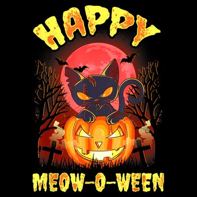 Halloween Cat Zombie Jack O Lantern Happy MeowOWeen Kitten T-Shirt