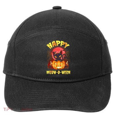 Halloween Cat Zombie Jack O Lantern Happy MeowOWeen Kitten 7-Panel Snapback Hat