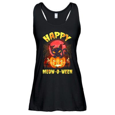Halloween Cat Zombie Jack O Lantern Happy MeowOWeen Kitten Ladies Essential Flowy Tank