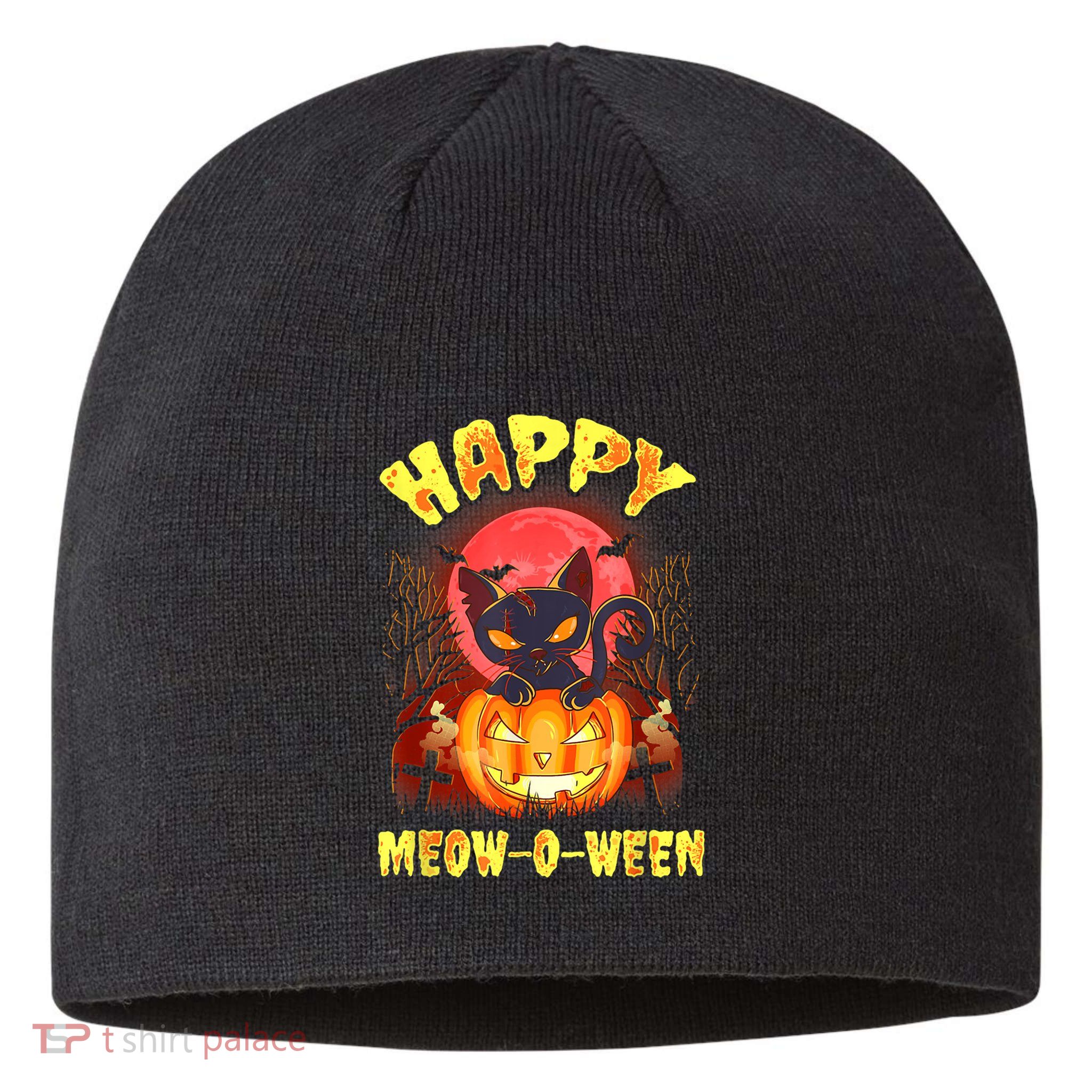 Halloween Cat Zombie Jack O Lantern Happy MeowOWeen Kitten Sustainable Beanie