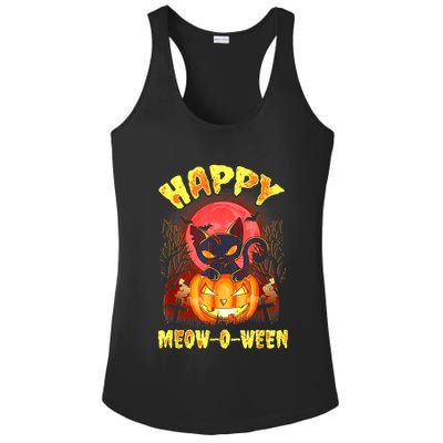 Halloween Cat Zombie Jack O Lantern Happy MeowOWeen Kitten Ladies PosiCharge Competitor Racerback Tank