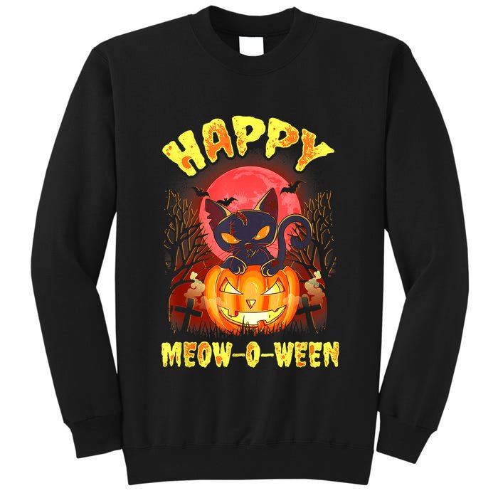 Halloween Cat Zombie Jack O Lantern Happy MeowOWeen Kitten Tall Sweatshirt