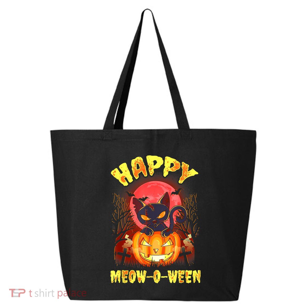 Halloween Cat Zombie Jack O Lantern Happy MeowOWeen Kitten 25L Jumbo Tote