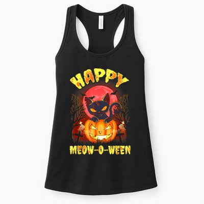 Halloween Cat Zombie Jack O Lantern Happy MeowOWeen Kitten Womens Tank Top