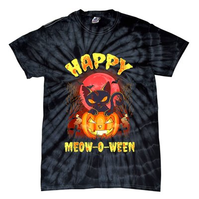 Halloween Cat Zombie Jack O Lantern Happy MeowOWeen Kitten Tie-Dye T-Shirt