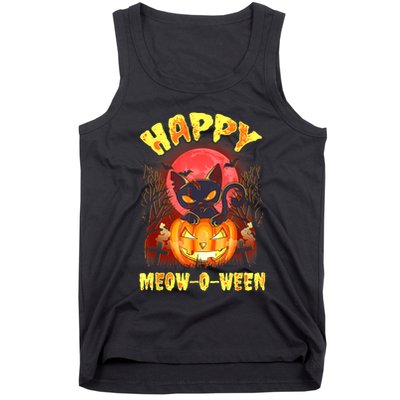 Halloween Cat Zombie Jack O Lantern Happy MeowOWeen Kitten Tank Top