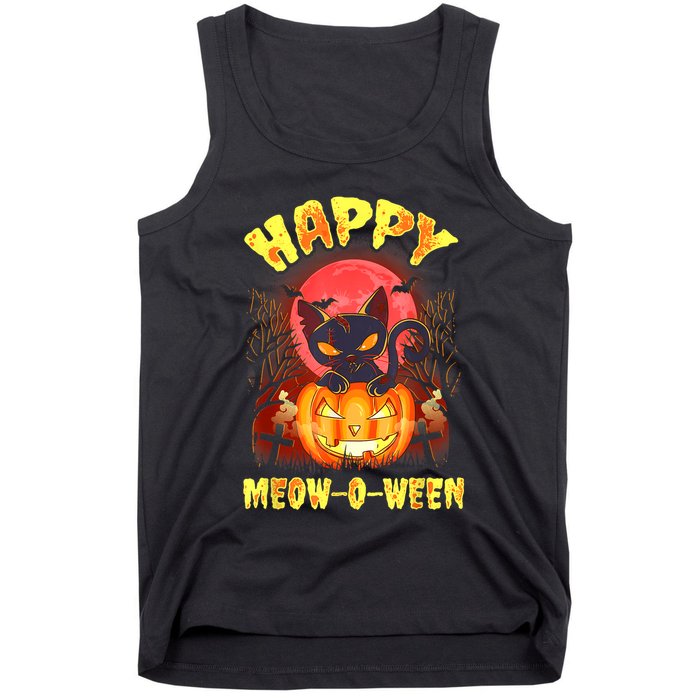 Halloween Cat Zombie Jack O Lantern Happy MeowOWeen Kitten Tank Top