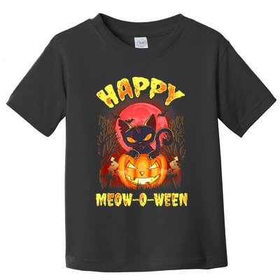 Halloween Cat Zombie Jack O Lantern Happy MeowOWeen Kitten Toddler T-Shirt