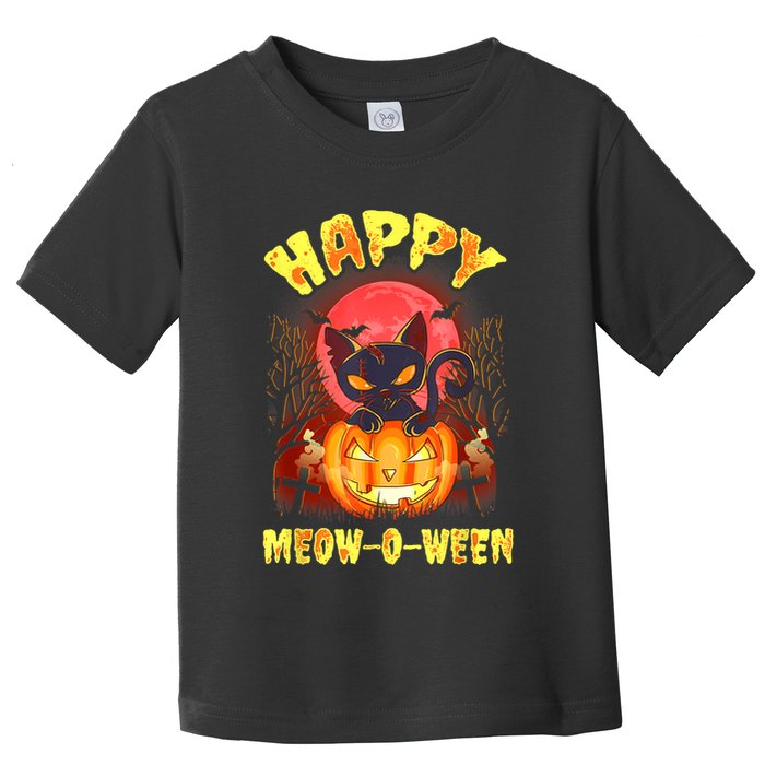 Halloween Cat Zombie Jack O Lantern Happy MeowOWeen Kitten Toddler T-Shirt