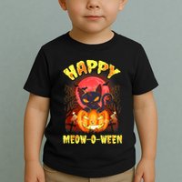 Halloween Cat Zombie Jack O Lantern Happy MeowOWeen Kitten Toddler T-Shirt