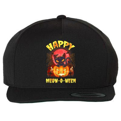 Halloween Cat Zombie Jack O Lantern Happy MeowOWeen Kitten Wool Snapback Cap