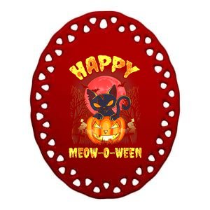 Halloween Cat Zombie Jack O Lantern Happy MeowOWeen Kitten Ceramic Oval Ornament