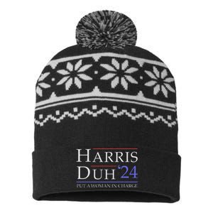 Harris Duh 2024 Put A Woman In Charge 2024 Funny Harris USA-Made Snowflake Beanie