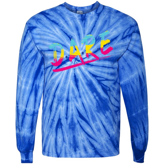 Halloween DARE 80s Halloween Costume Tie-Dye Long Sleeve Shirt