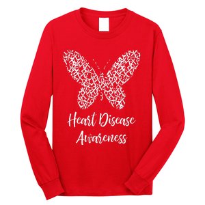 Heart Disease Awareness Butterfly Gift February Wear Red Long Sleeve Shirt