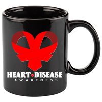 Heart Disease Awareness Red Heart Ribbons 11oz C Handle Ceramic Mug