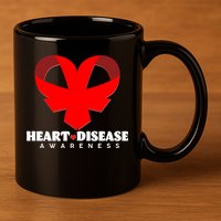 Heart Disease Awareness Red Heart Ribbons 11oz C Handle Ceramic Mug
