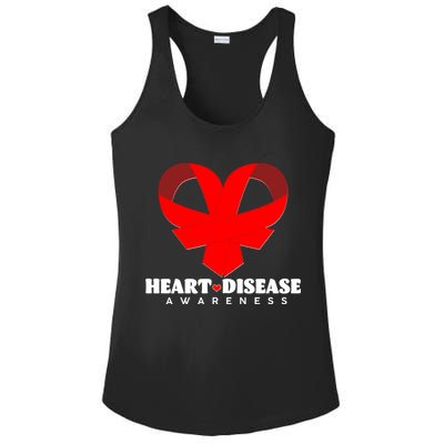 Heart Disease Awareness Red Heart Ribbons Ladies PosiCharge Competitor Racerback Tank