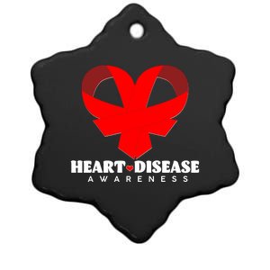 Heart Disease Awareness Red Heart Ribbons Ceramic Star Ornament