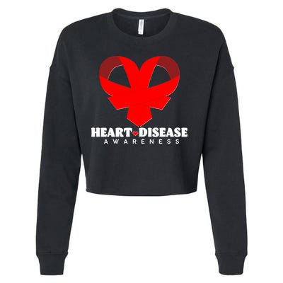 Heart Disease Awareness Red Heart Ribbons Cropped Pullover Crew