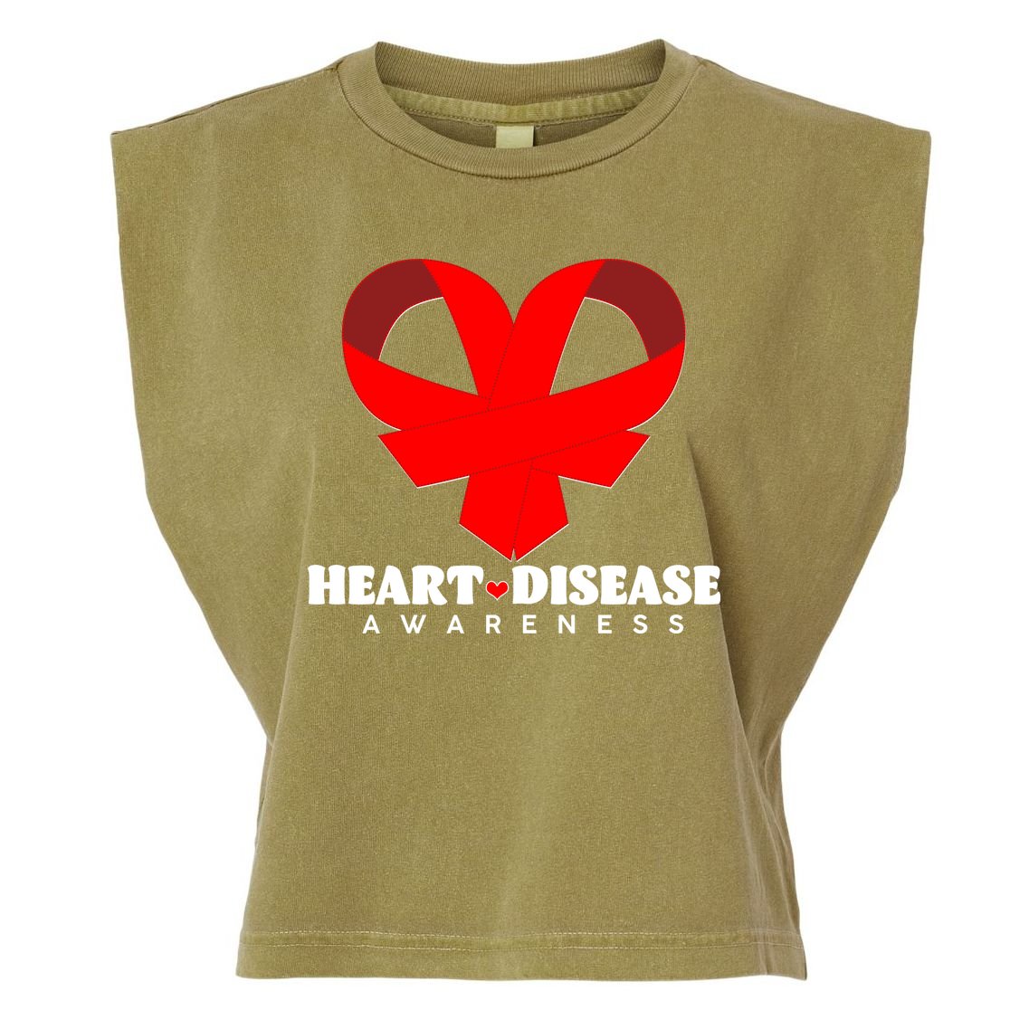 Heart Disease Awareness Red Heart Ribbons Garment-Dyed Women's Muscle Tee