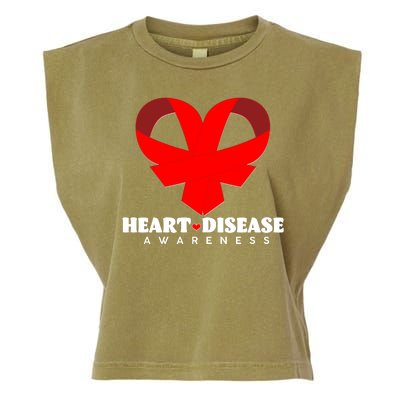 Heart Disease Awareness Red Heart Ribbons Garment-Dyed Women's Muscle Tee