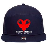 Heart Disease Awareness Red Heart Ribbons 7 Panel Mesh Trucker Snapback Hat