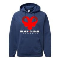 Heart Disease Awareness Red Heart Ribbons Performance Fleece Hoodie