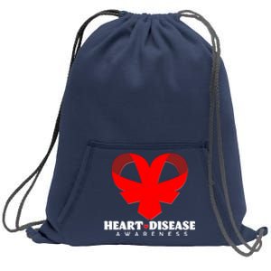 Heart Disease Awareness Red Heart Ribbons Sweatshirt Cinch Pack Bag