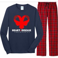 Heart Disease Awareness Red Heart Ribbons Long Sleeve Pajama Set