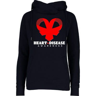 Heart Disease Awareness Red Heart Ribbons Womens Funnel Neck Pullover Hood