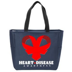 Heart Disease Awareness Red Heart Ribbons Zip Tote Bag