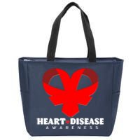 Heart Disease Awareness Red Heart Ribbons Zip Tote Bag