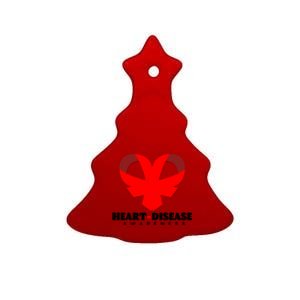 Heart Disease Awareness Red Heart Ribbons Ceramic Tree Ornament