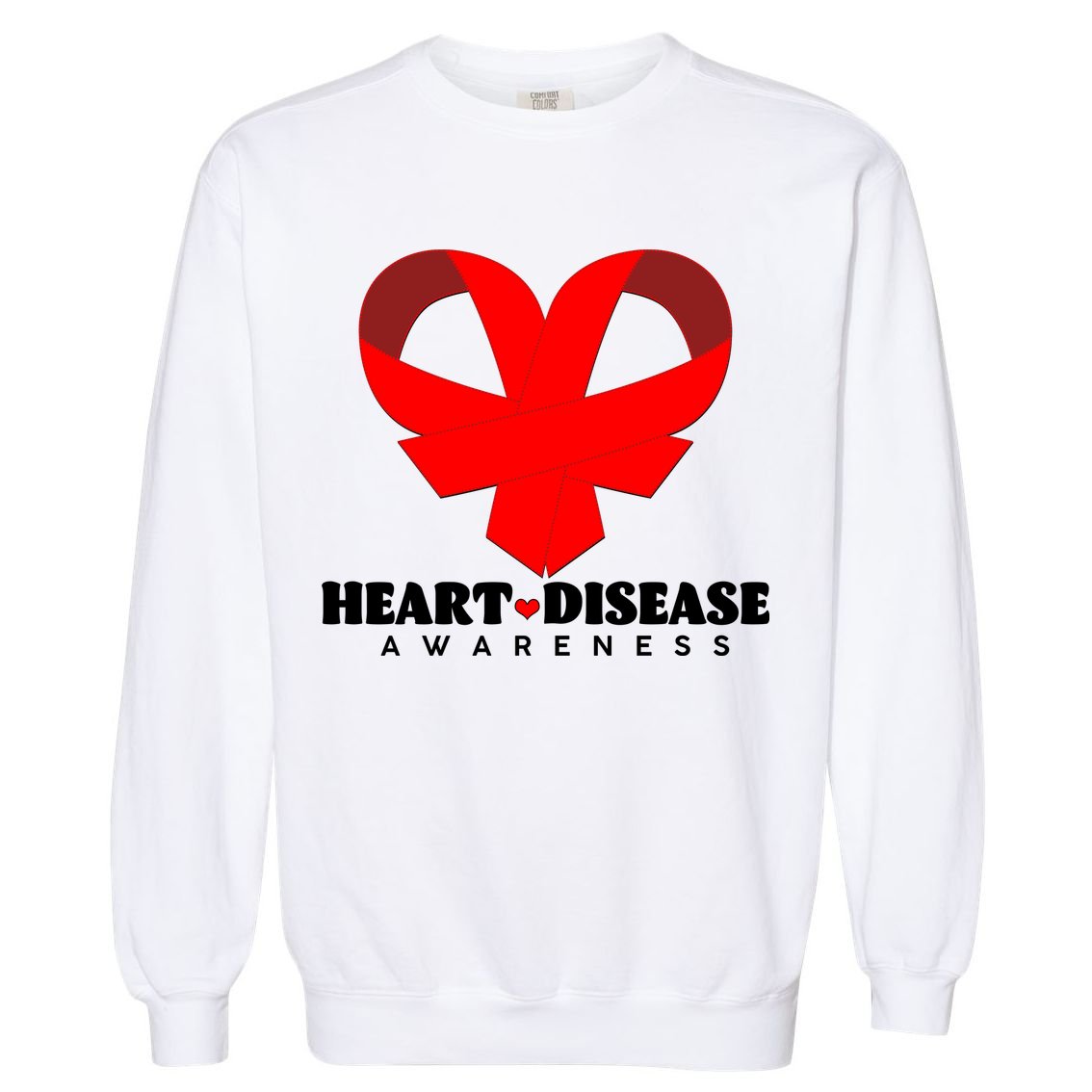 Heart Disease Awareness Red Heart Ribbons Garment-Dyed Sweatshirt