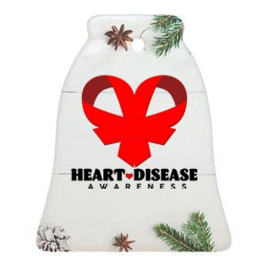 Heart Disease Awareness Red Heart Ribbons Ceramic Bell Ornament