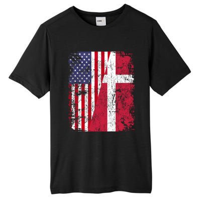 Half Danish American Flags Denmark Usa Distressed Vintage Gift Tall Fusion ChromaSoft Performance T-Shirt