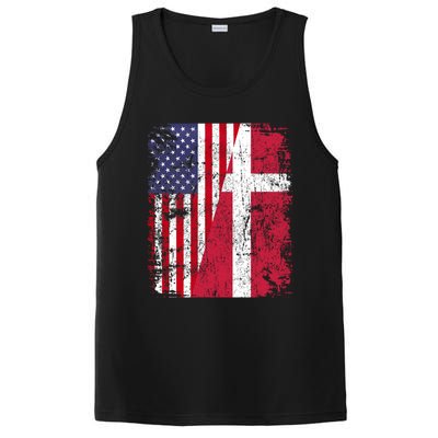 Half Danish American Flags Denmark Usa Distressed Vintage Gift PosiCharge Competitor Tank