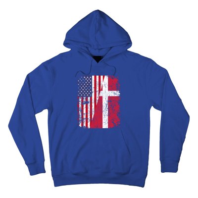 Half Danish American Flags Denmark Usa Distressed Vintage Gift Hoodie