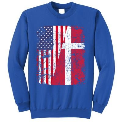 Half Danish American Flags Denmark Usa Distressed Vintage Gift Sweatshirt