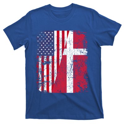 Half Danish American Flags Denmark Usa Distressed Vintage Gift T-Shirt