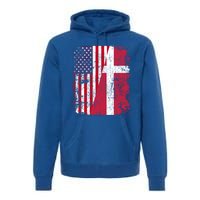 Half Danish American Flags Denmark Usa Distressed Vintage Gift Premium Hoodie