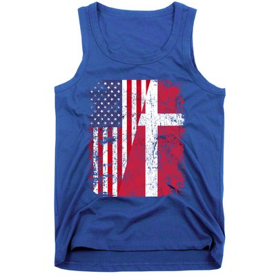 Half Danish American Flags Denmark Usa Distressed Vintage Gift Tank Top