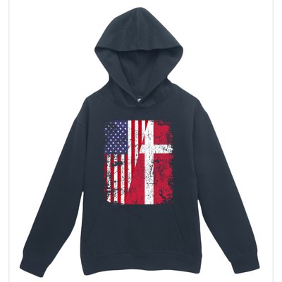 Half Danish American Flags Denmark Usa Distressed Vintage Gift Urban Pullover Hoodie